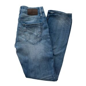BKE Jake Straight Fit Distressed Light Wash Denim Jeans - Blue